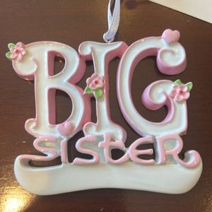 NWT Bronner’s Big Sister Ornament. Pink and white
